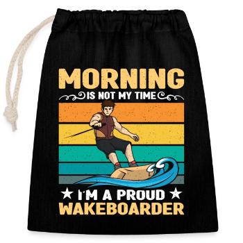 Wakeboarder Le matin n’est pas mon heure Sports nautiques - Sac cadeau en coton avec cordon (25 x 30 cm) - noir - Devant