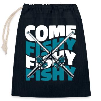 Come Fishy Fishy Fishy Fliegenfischer - Verschließbarer Geschenkbeutel aus Baumwolle (25x30cm) - Navy - Vorne