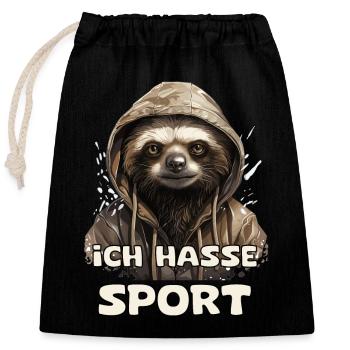 Drôle de dicton sportif de paresseux - Sac cadeau en coton avec cordon (25 x 30 cm) - noir - Devant