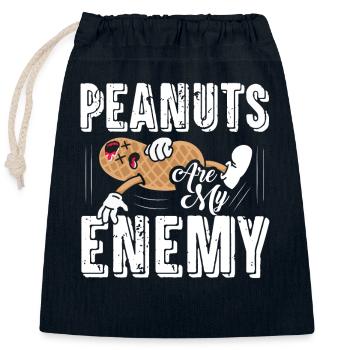 Peanuts Are My Enemy Awareness Nut Allergic - Verschließbarer Geschenkbeutel aus Baumwolle (25x30cm) - Navy - Vorne