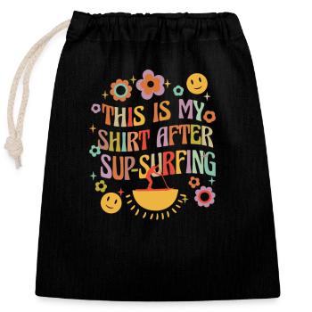 SUP paddleboarding Stand Up Paddle Stehpaddler - Verschließbarer Geschenkbeutel aus Baumwolle (25x30cm) - Schwarz - Vorne