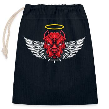 Devil American Pitbull Dog T-Shirt - Sac cadeau en coton avec cordon (25 x 30 cm) - bleu marine - Devant