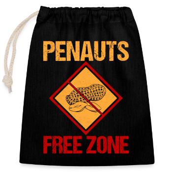 Penauts Free Zone Awareness Nut Allergic - Verschließbarer Geschenkbeutel aus Baumwolle (25x30cm) - Schwarz - Vorne