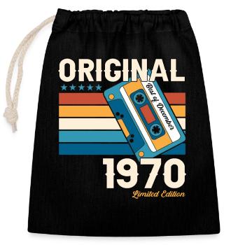 53e anniversaire Cassette décembre Vintage des années 1970 - Sac cadeau en coton avec cordon (25 x 30 cm) - noir - Devant