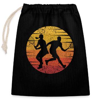 Rétro Tennis Coach Joueur de Tennis Raquette De Tennis - Sac cadeau en coton avec cordon (25 x 30 cm) - noir - Devant