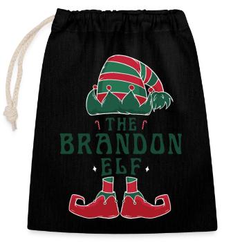 Der Brandon Elf Pyjama für lustige Weihnachten - Verschließbarer Geschenkbeutel aus Baumwolle (25x30cm) - Schwarz - Vorne