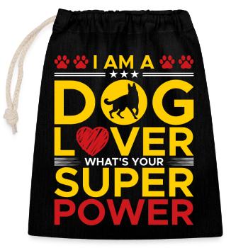 Je suis un amoureux des chiens - Sac cadeau en coton avec cordon (25 x 30 cm) - noir - Devant