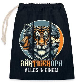 BärtigerOpa Bär Tiger Opa Geschenk Bart Bartträger - Verschließbarer Geschenkbeutel aus Baumwolle (25x30cm) - Navy - Vorne