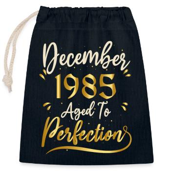 Décembre 1985 Décembre anniversaire December 1985 - Sac cadeau en coton avec cordon (25 x 30 cm) - bleu marine - Devant
