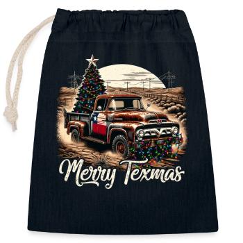 Merry Texmas – Pick-up-truck - Verschließbarer Geschenkbeutel aus Baumwolle (25x30cm) - Navy - Vorne
