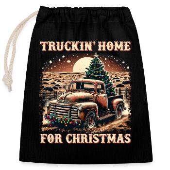 Truckin Home For Christmas – Pick-up-truck - Verschließbarer Geschenkbeutel aus Baumwolle (25x30cm) - Schwarz - Vorne