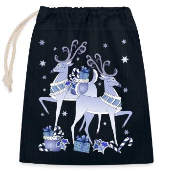 Blue Deer Christmas - Closable cotton gift bag (25x30cm) - navy - Front