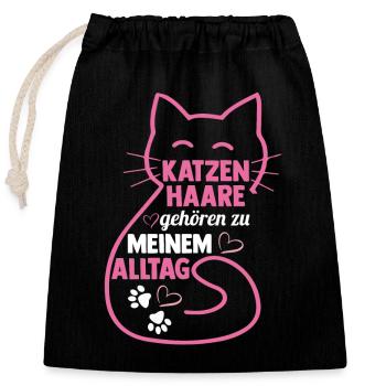 Katze Miezekatze Katzenliebhaber Katzenbesitzer Ka - Verschließbarer Geschenkbeutel aus Baumwolle (25x30cm) - Schwarz - Vorne
