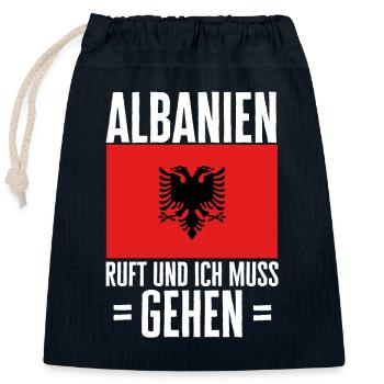 Albanische Flagge Albanischer Adler Shqiponja - Verschließbarer Geschenkbeutel aus Baumwolle (25x30cm) - Navy - Vorne