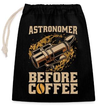 Astronome avant le café Astrologue amateur de café - Sac cadeau en coton avec cordon (25 x 30 cm) - noir - Devant