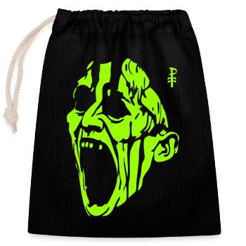The Screaming Green Monster Man - Closable cotton gift bag (25x30cm) - black - Front