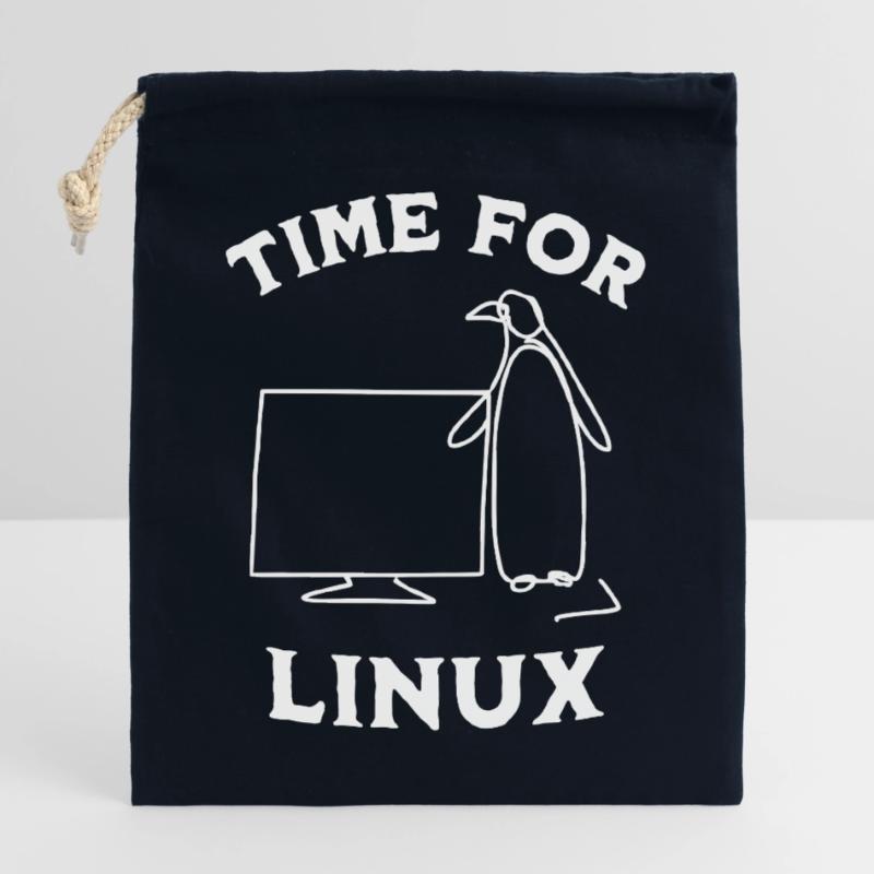 Time for Linux and Open Source Software Closable cotton gift bag (25x30cm)