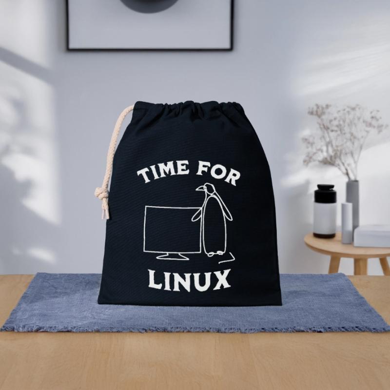 Time for Linux and Open Source Software Closable cotton gift bag (25x30cm)