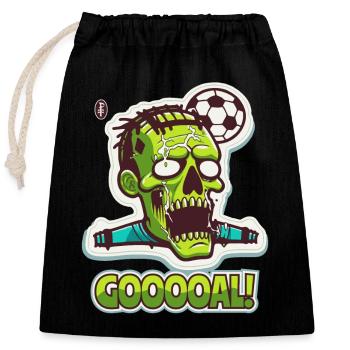 Zombie Football, Goal! - Closable cotton gift bag (25x30cm) - black - Front