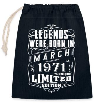 Birthday March 1971 Year Limited Edition - Closable cotton gift bag (25x30cm) - navy - Front