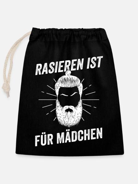 Bärtig Bartträger Schnurrbart Bart - Verschließbarer Geschenkbeutel aus Baumwolle (25x30cm) - Schwarz