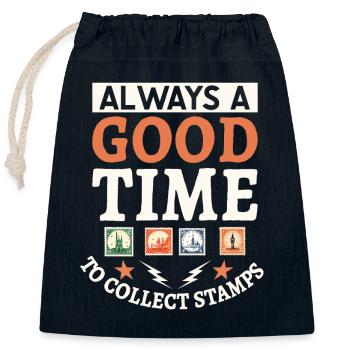 Philately Philatelist Stamp Collecting - Closable cotton gift bag (25x30cm) - navy - Front