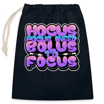 Hokus Pokus I Need Bolus To Focus - Diabetes - Verschließbarer Geschenkbeutel aus Baumwolle (25x30cm) - Navy - Vorne