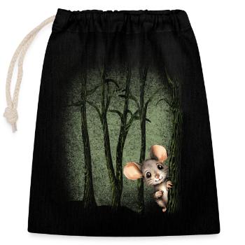Animal in the forest little mouseenvironmental protection - Closable cotton gift bag (25x30cm) - black - Front