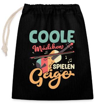Cool Girls Playing Violin Classical Violin - Closable cotton gift bag (25x30cm) - black - Front