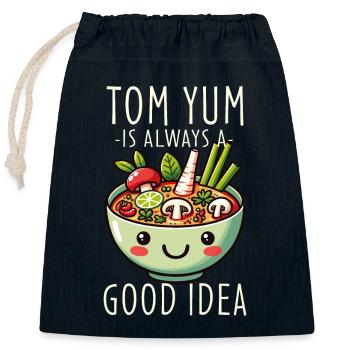 Tom Yum Soup Lover's Delight - Unique Thai Cuisine - Closable cotton gift bag (25x30cm) - navy - Front