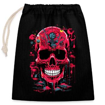 Bloody Skull Biomechanics Abstract Art - Closable cotton gift bag (25x30cm) - black - Front