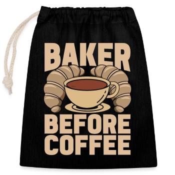 Boulanger avant le café Pâtissier Boulangers amateurs de café - Sac cadeau en coton avec cordon (25 x 30 cm) - noir - Devant
