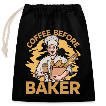 Baker Coffee Before Confectionery Coffee Lover - Closable cotton gift bag (25x30cm) - black - Front
