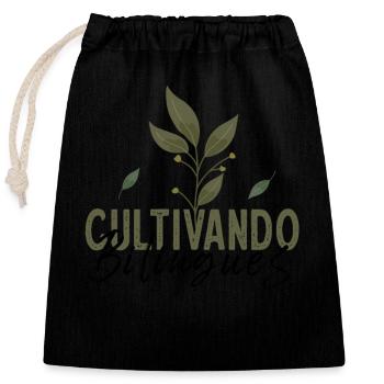 Cultivando Bilingües Spanischlehrer Bekleidung - Verschließbarer Geschenkbeutel aus Baumwolle (25x30cm) - Schwarz - Vorne
