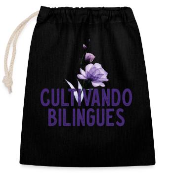 Cultivando Bilingües Spanischlehrer Bekleidung - Verschließbarer Geschenkbeutel aus Baumwolle (25x30cm) - Schwarz - Vorne