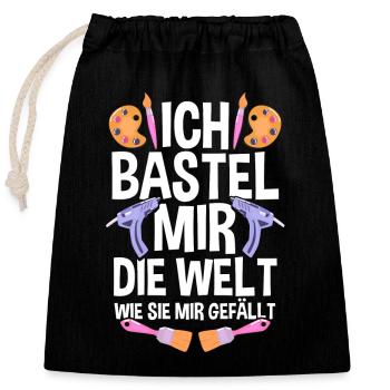 Bastler Bastelunterricht Basteln - Verschließbarer Geschenkbeutel aus Baumwolle (25x30cm) - Schwarz - Vorne