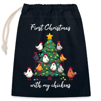 Christmas with Chickens Chicken Owner Chicken Coop - Closable cotton gift bag (25x30cm) - navy - Front