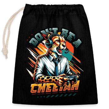 Jeux vidéo Cheetaah Esport Gaming Nerd Gamer - Sac cadeau en coton avec cordon (25 x 30 cm) - noir - Devant