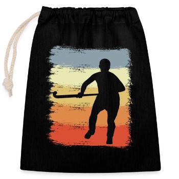 Vintage Field Hockey - Closable cotton gift bag (25x30cm) - black - Front