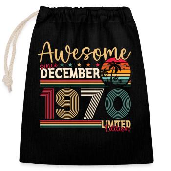 53e anniversaire décembre Vintage des années 1970 génial - Sac cadeau en coton avec cordon (25 x 30 cm) - noir - Devant