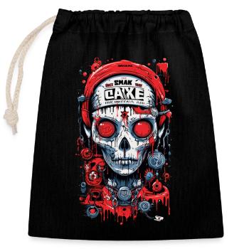 Skull Biomechanics Abstract Art - Closable cotton gift bag (25x30cm) - black - Front