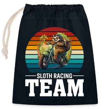 Sloth Racing Team - Closable cotton gift bag (25x30cm) - navy - Front