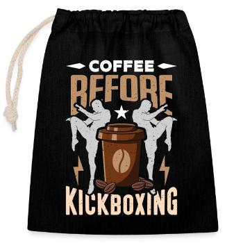 Kickboxer Coffee Before Thai Boxing Coffee Lover - Verschließbarer Geschenkbeutel aus Baumwolle (25x30cm) - Schwarz - Vorne