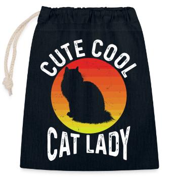 Süße Coole Katzendame - Verschließbarer Geschenkbeutel aus Baumwolle (25x30cm) - Navy - Vorne