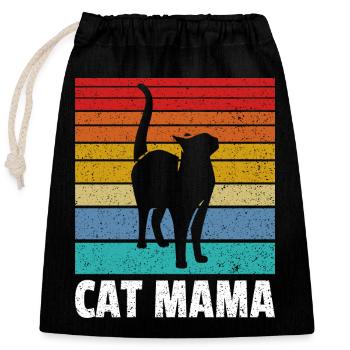 Maman chat - Sac cadeau en coton avec cordon (25 x 30 cm) - noir - Devant