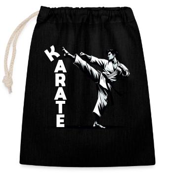 Karaté Karaté Combattant Arts Martiaux Shotokan - Sac cadeau en coton avec cordon (25 x 30 cm) - noir - Devant