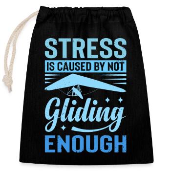 Stress Is Caused By Not Gliding Enough - Verschließbarer Geschenkbeutel aus Baumwolle (25x30cm) - Schwarz - Vorne
