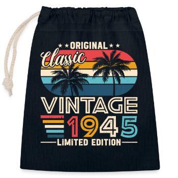79 Years Birthday Retro 1945 - Closable cotton gift bag (25x30cm) - navy - Front