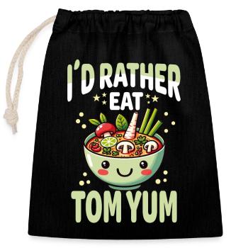 Unique Tom Yum Soup Artwork for Thai Cuisine - Closable cotton gift bag (25x30cm) - black - Front