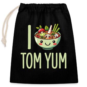 Tom Yum Soup Enthusiast Art - Unique Thai Cuisine - Closable cotton gift bag (25x30cm) - black - Front